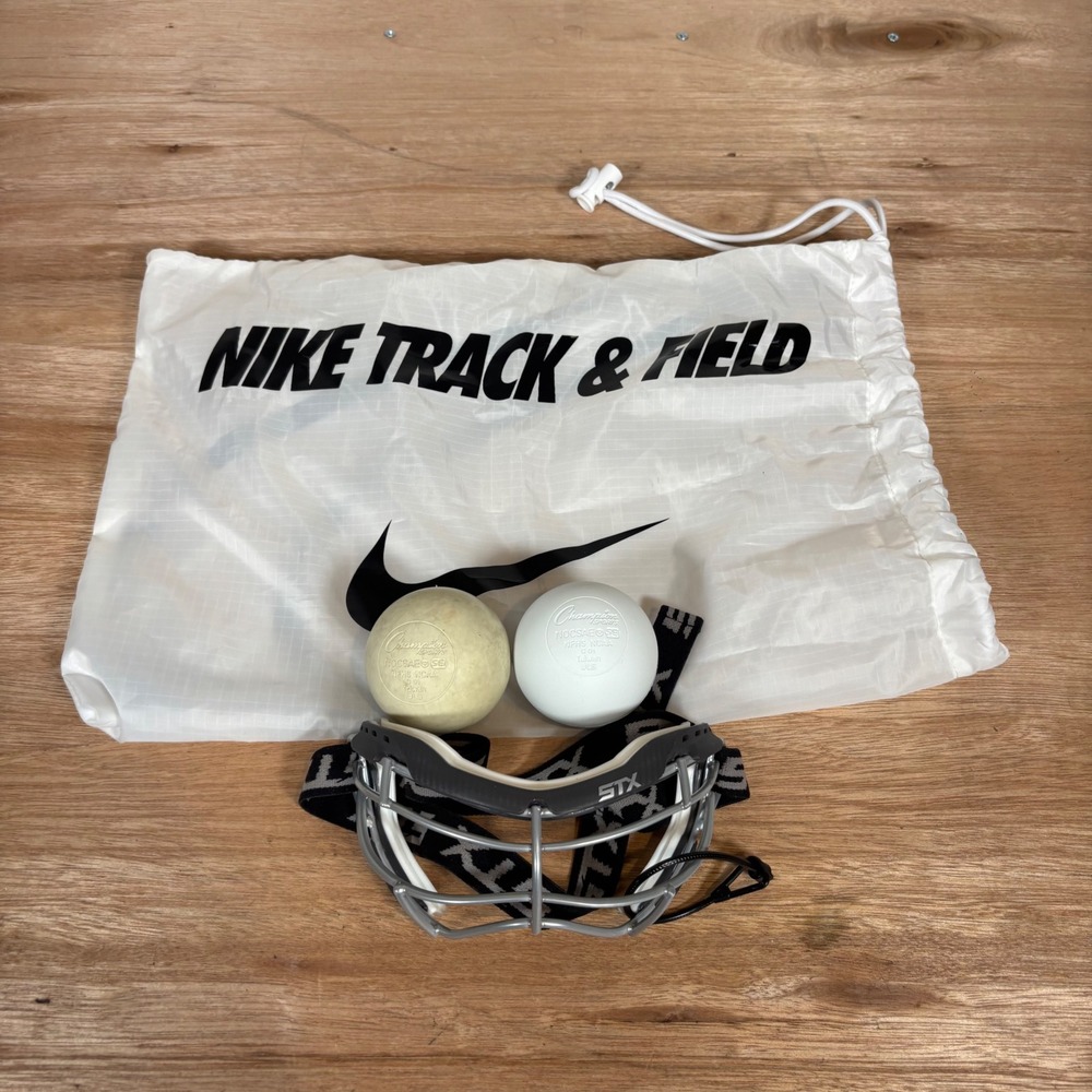 STX Focus-S Lacrosse Goggles Silver with Nike Bag and Champion Sports Balls Set